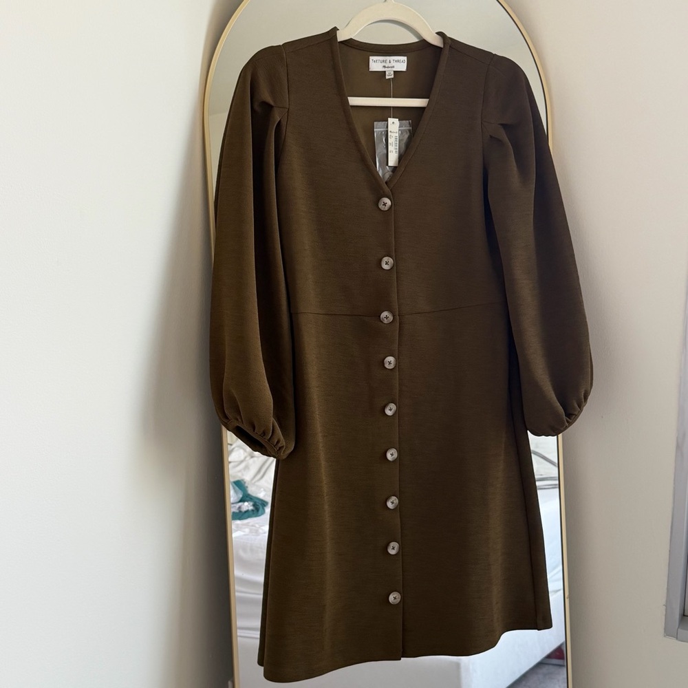 NWT Madewell Olive Button-Down Dress